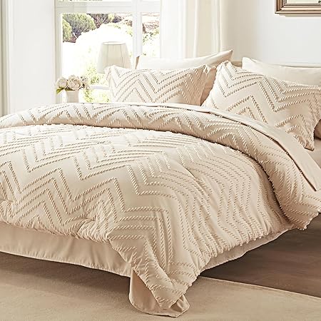 Queen Comforter Set, Burnt Orange Tufted Bed in a Bag 7 Pieces