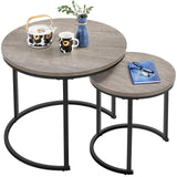 Nesting Side Tables Set of 2, Modern Round End Tables w/Waterproof Scratch Resistant