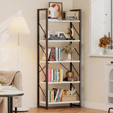 5 Tier Bookshelf, White Bookcase Storage Shelves Organizer