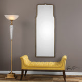 Tall Gold Curved Arch Full Length Wall Mirror | 69" Moroccan Arabesque Floor