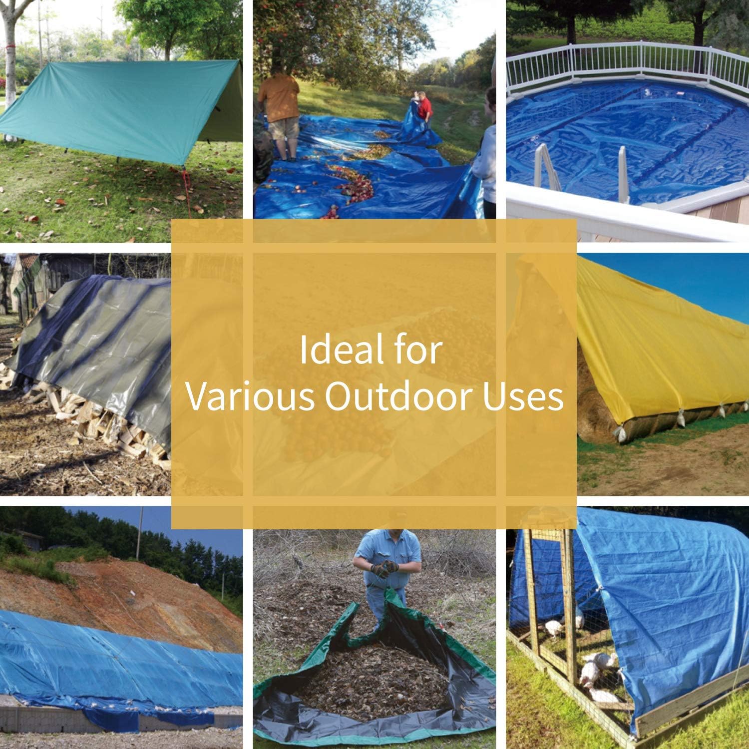 GUARD SHIELD Blue Tarp Waterproof Multi Purpose Outdoor Poly Tarp Cover 12x16 Feet Lightweight 5mil