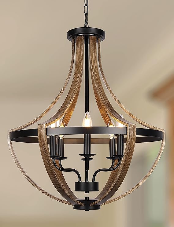 17.7" Modern Farmhouse Geometric Chandelier Light Fixture