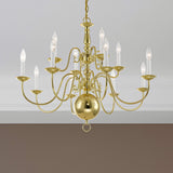 5014-02 Williamsburg 12-Light Chandelier, Polished Brass