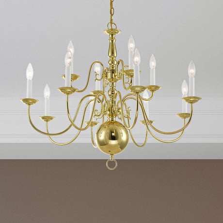 5014-02 Williamsburg 12-Light Chandelier, Polished Brass