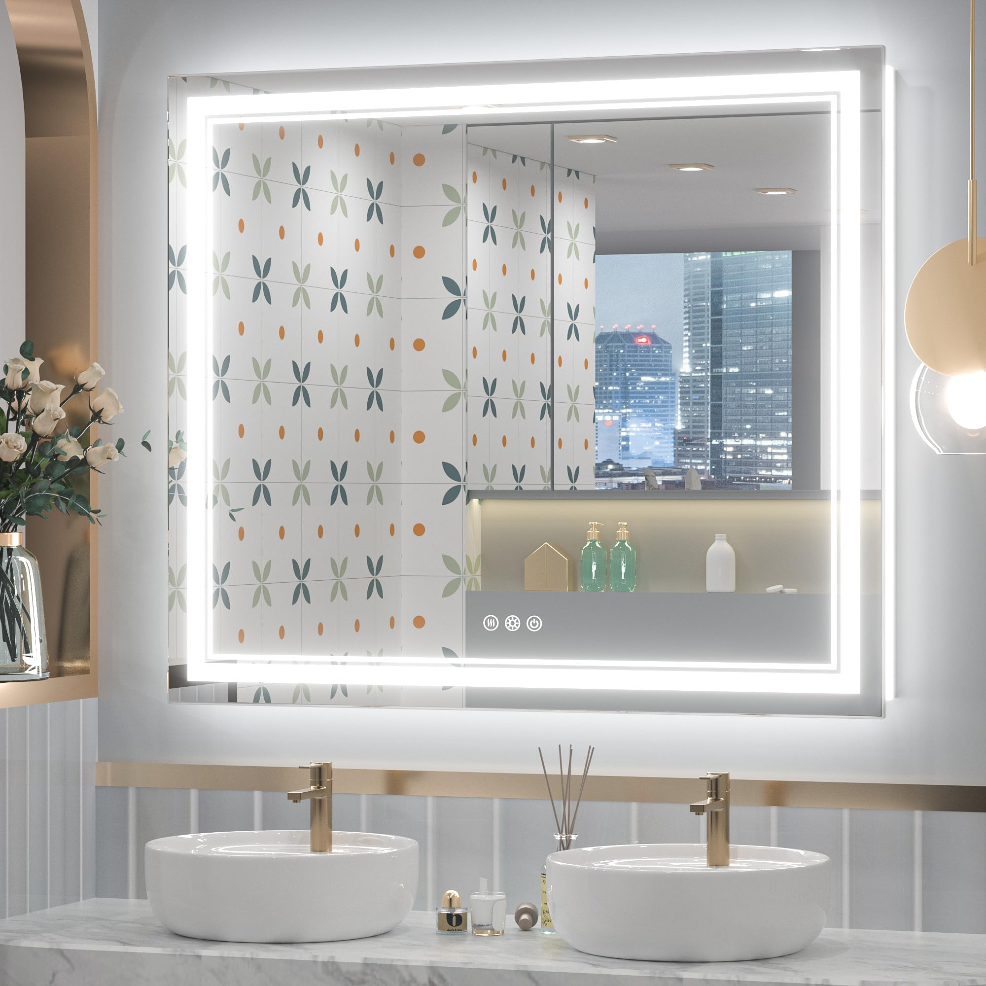 LED Mirror  Frontlit and Backlit, Stepless 3 Colors Temperature