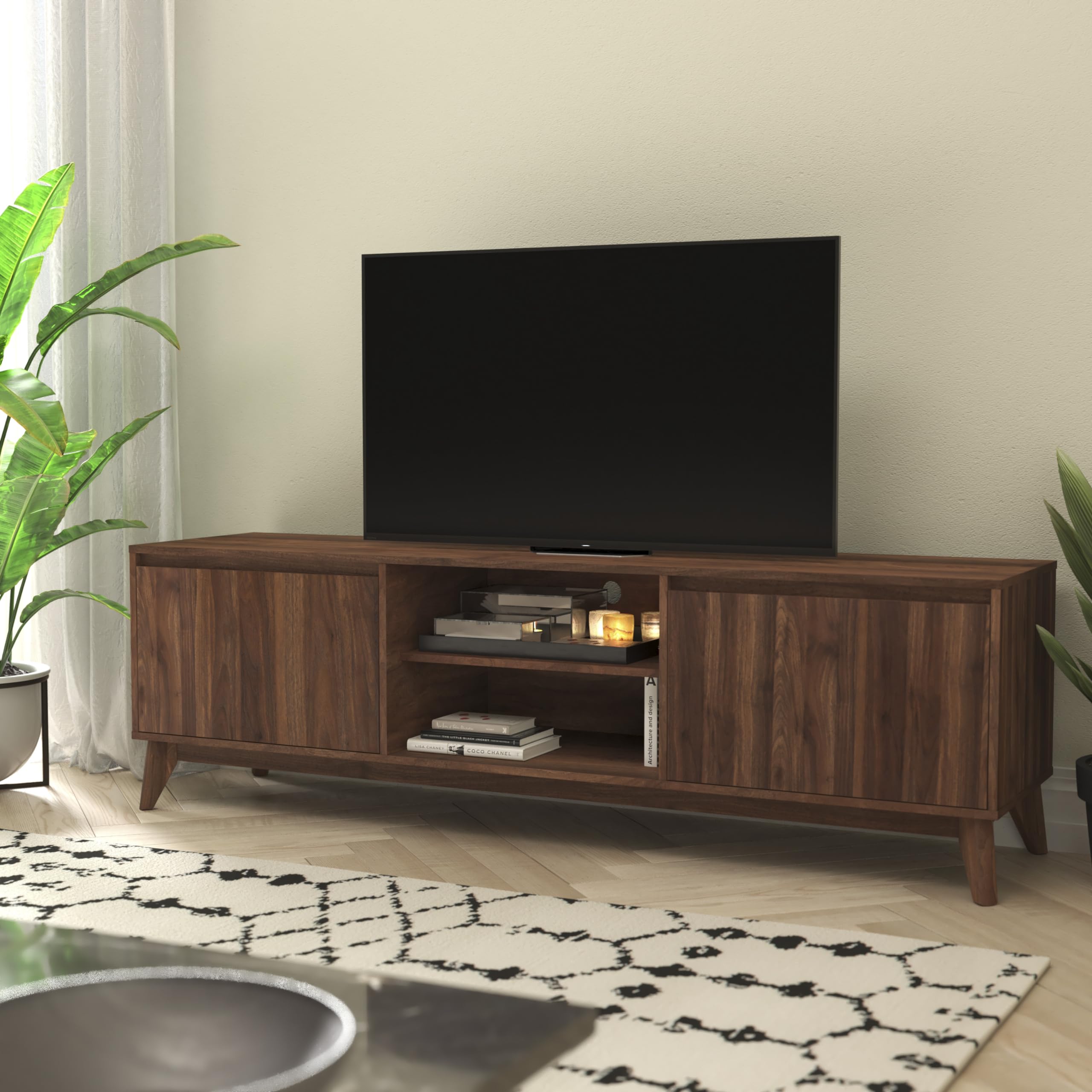 Engineered Wood TV Stand for 65"+ TVs, Media Console/TV Cabinet with Adjustable