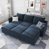 Modular Sectional Sleeper Sofa with Storage Seat Velvet Sectional Sofa with Chaise