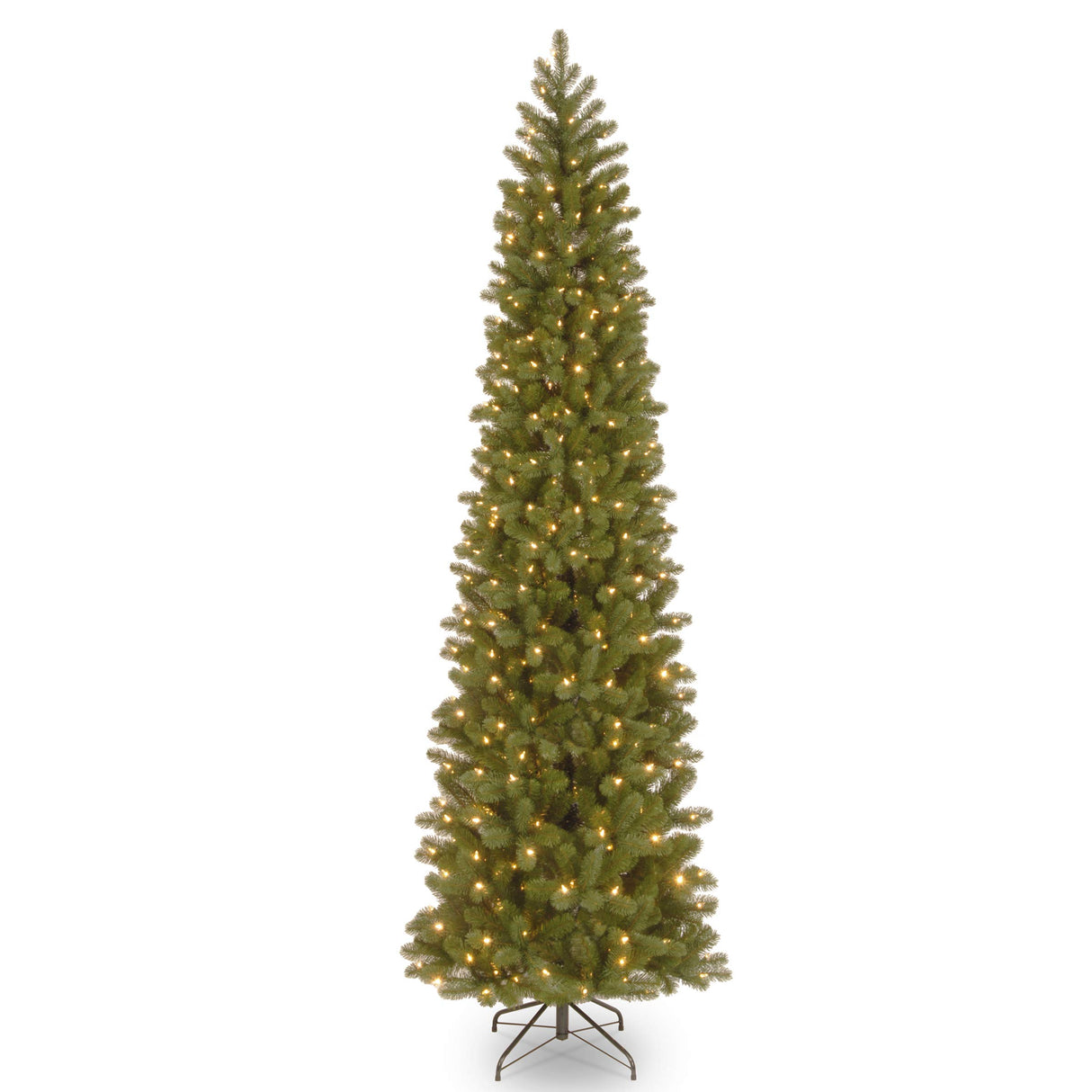 Pre-Lit 'Feel Real' Artificial Slim Downswept Christmas Tree, Green, Douglas Fir