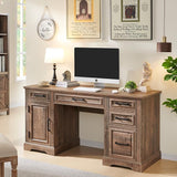 Farmhouse 58" Executive Desk, Computer Desk with Drawers and Storage Cabinet