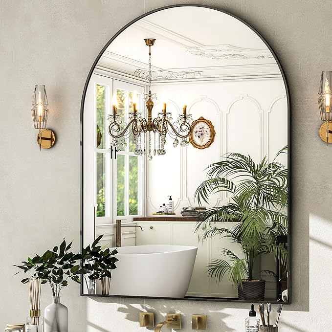 20"x30" Arched Bathroom Mirror - Wall Mounted Mirror - Gold Arch Mirror