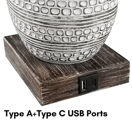 3-Way Touch Control 24'' Poly Table Lamp Set of 2 with USB Ports