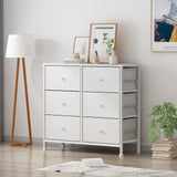 White Dresser for Bedroom 6 Drawer Organizers Fabric Storage Chest Tower