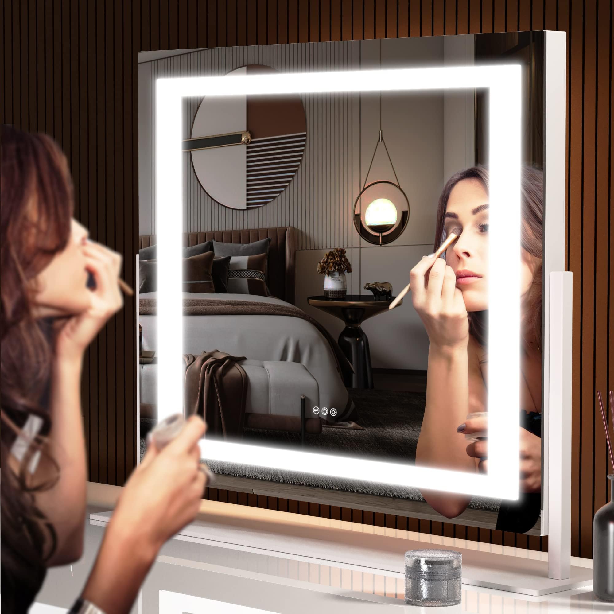 Vanity Mirror with Lights, 24.2" x 19.7" LED Makeup Mirror, Light up Mirror