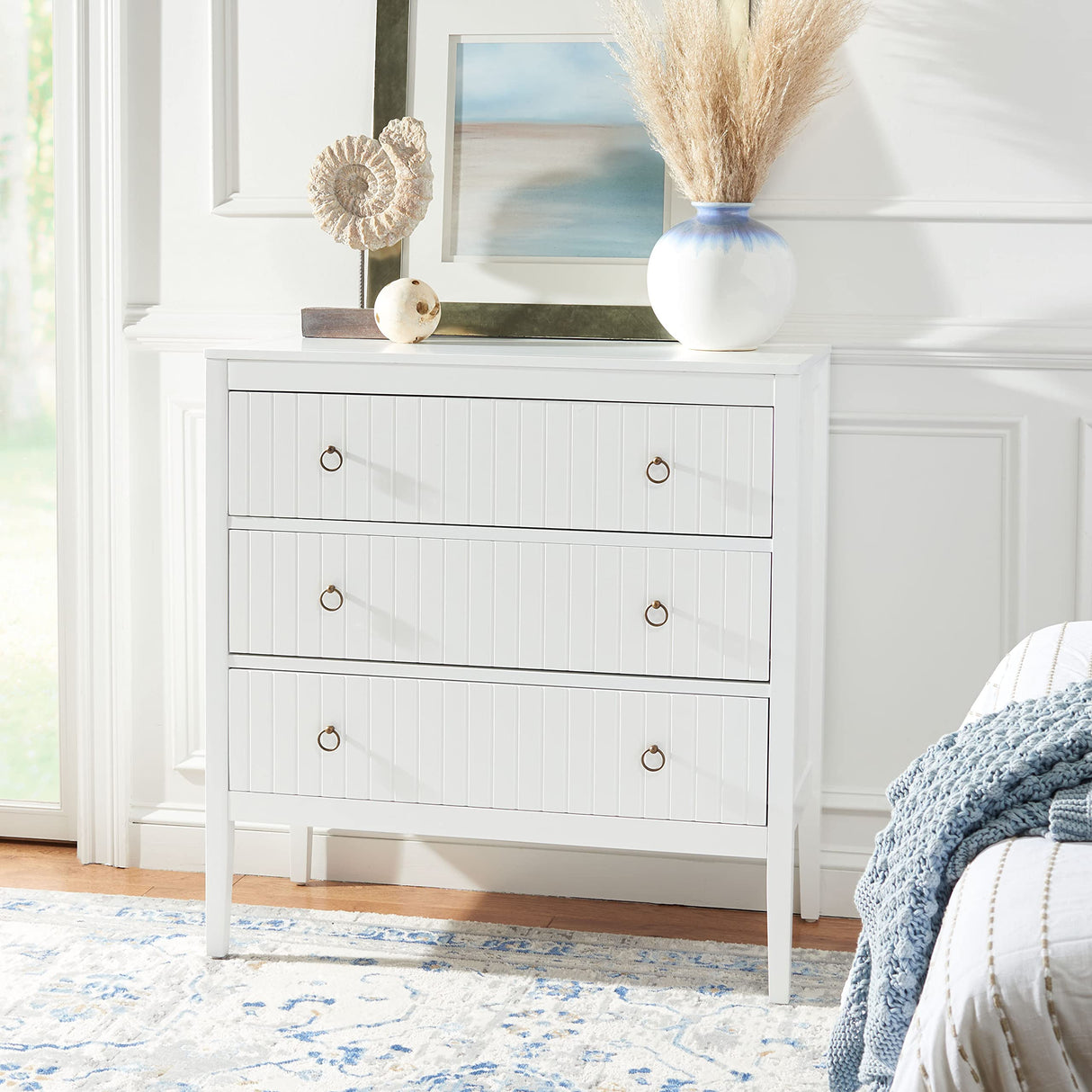 Home Collection Tegan White 3-Drawer Storage Living Room Bedroom