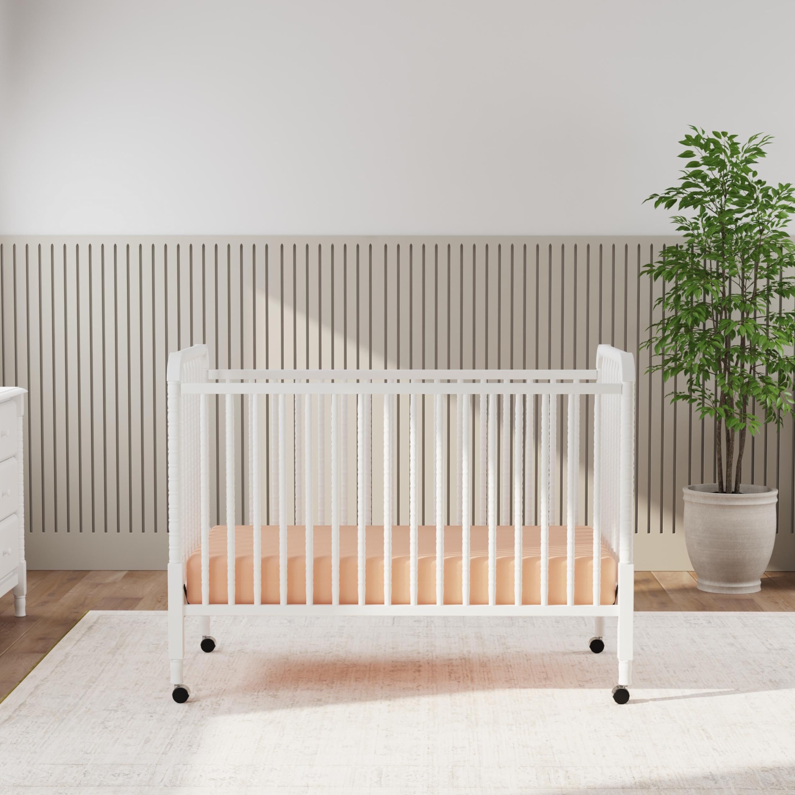 3-in-1 Convertible Crib in White, Removable Wheels, Greenguard Gold