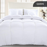 Comforter Duvet Insert, Quilted Comforter with Corner Tabs, Box Stitched Down Alternative Comforter Queen (White)