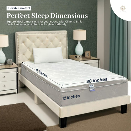 Twin Bed Mattress - 12 Inch Hybrid Twin Mattress with High Density & Comfort Cold Foam with Continuous Coil Bonnell Springs -