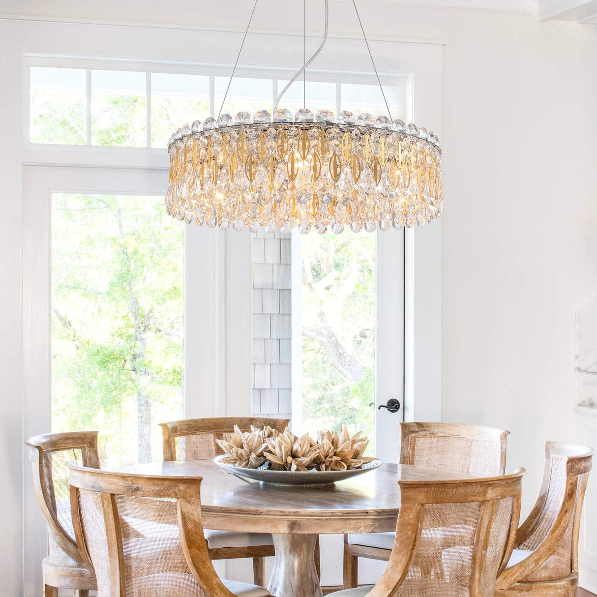 Modern Gold Raindrop Crystal Chandelier Hanging Pendant Light