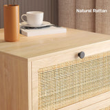 Nightstands Set of 2, Rattan Nightstand with Drawers, End Table, Bedside Table Set of 2