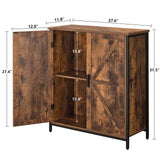 Storage Cabinet, Industrial Floor Cabinet with 2 Doors & 1 Shelf, Storage Cabinet