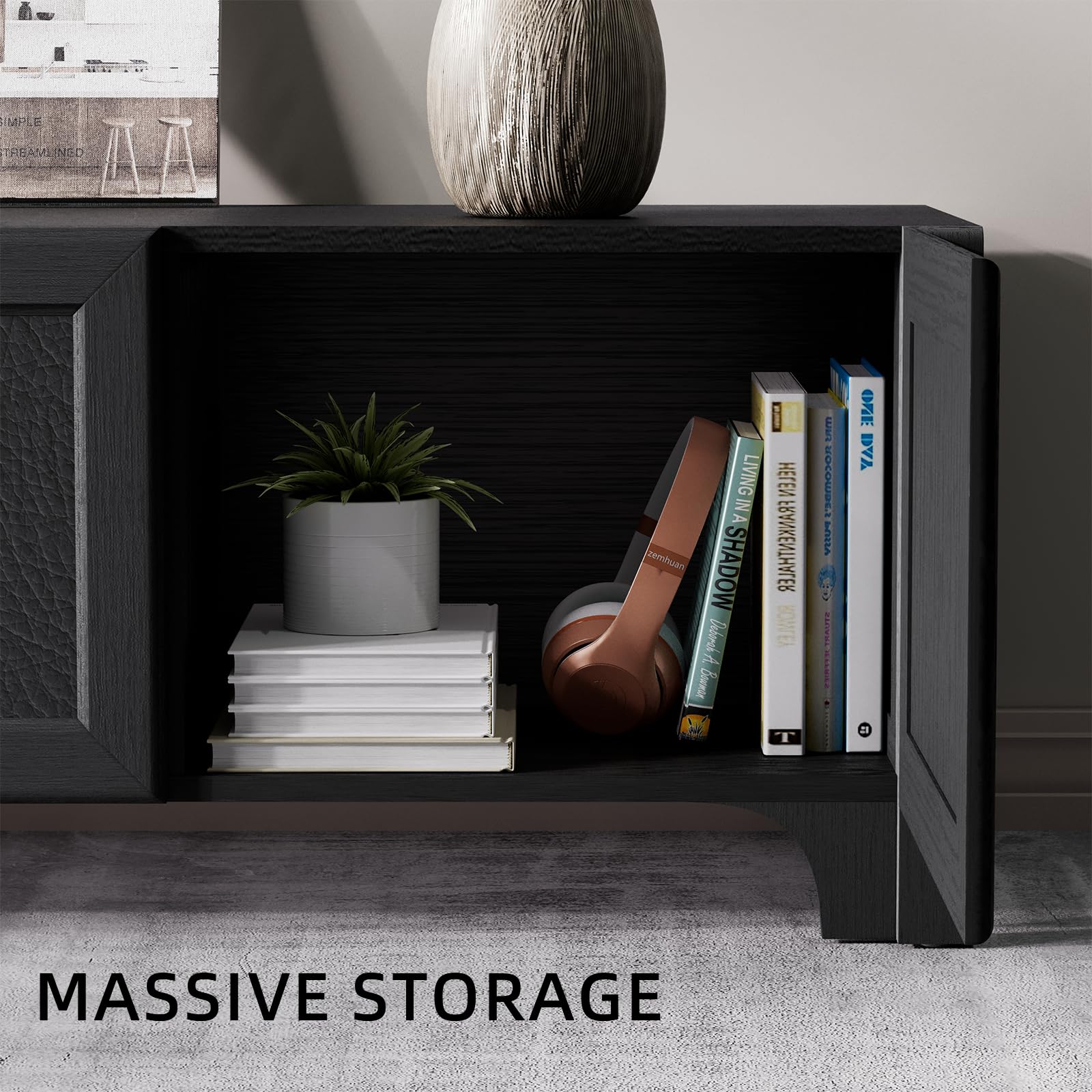 70" Modern TV Stand for 65-70 Inch TVs - Black Media Console