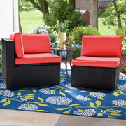 2 Pieces Patio Furniture Set Outdoor Loveseat All Weather PE Rattan Sofa Chair