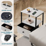 Nightstands Set of 2, 16" x 16" x 23" Bed Side Table with Charging Station