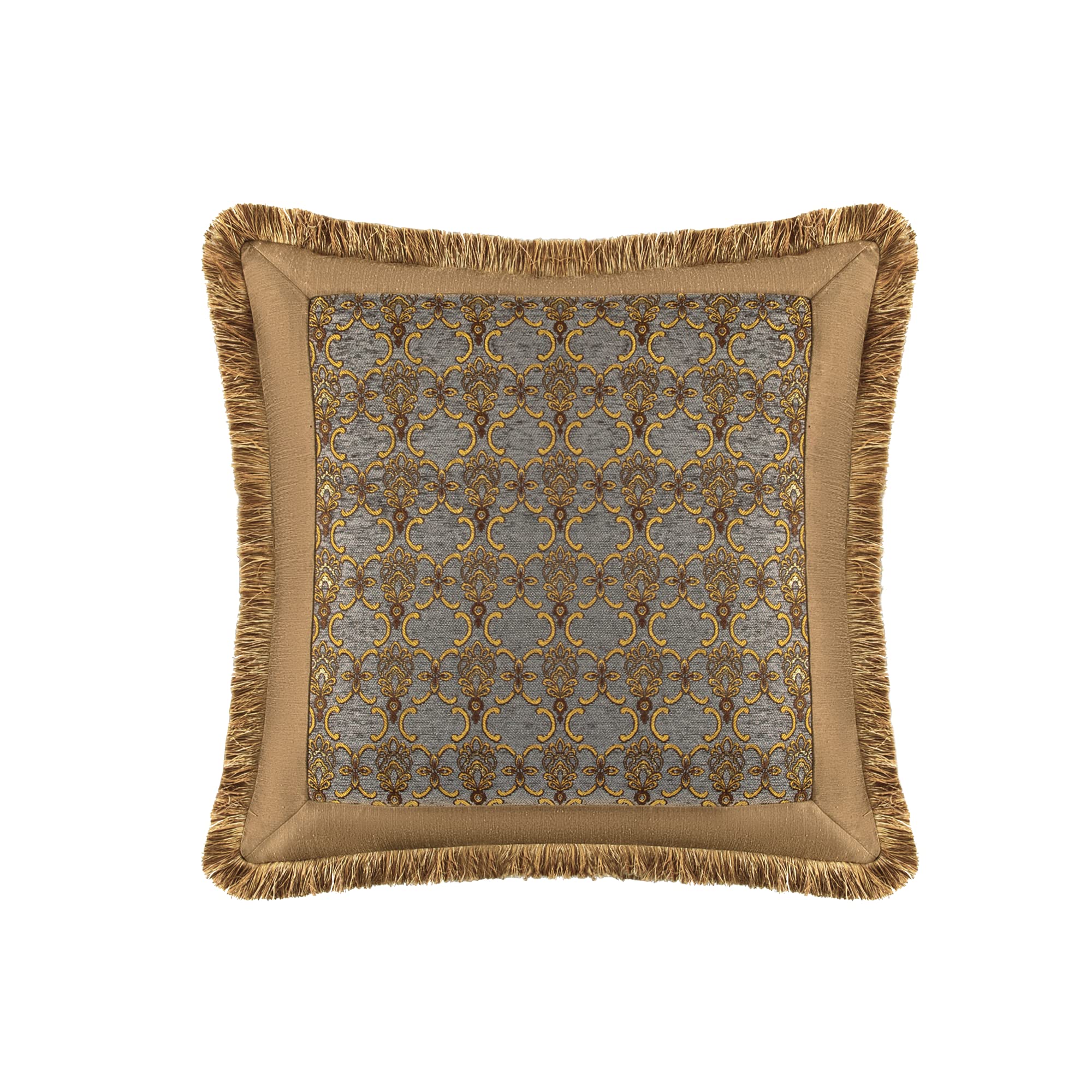 9-Piece Jacquard Comforter Set - Luxury Damask Bedding with Euro Shams & Bedskirt (Bronze Gold, Queen)