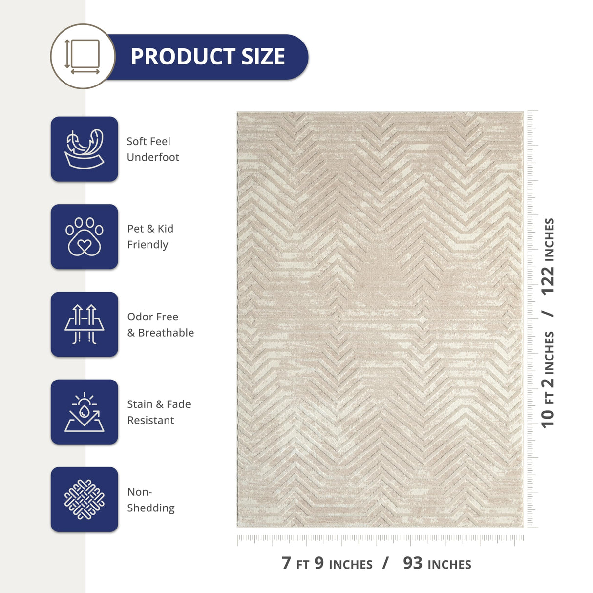 Terra Cream 8' x 10' Area Rug - Geometric Lines Pattern