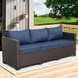 Outdoor Furniture Outdoor Couch Grey Wicker Patio Furniture 3-seat Sofa Deep Seat