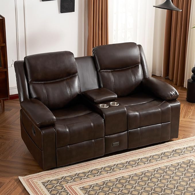 Recliner Sofa, Reclining Loveseat Sofa with Massage & Heat, Reclining Couch