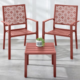 3-Piece Outdoor Bistro Set, Stackable Modern Steel Furniture for Porch