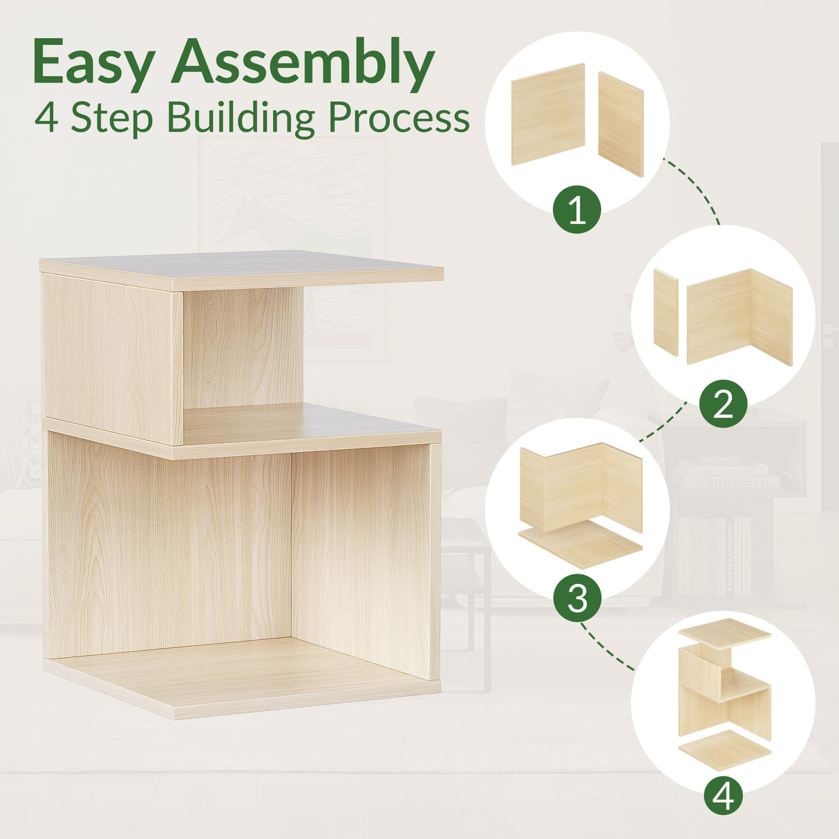 Tokyo S Minimalist 3 Tier End Table - Minimalist 3-Tier Wood Nightstand