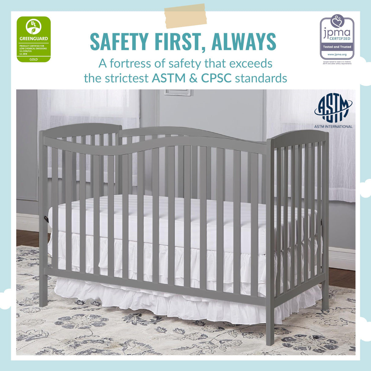 Chelsea 5-in-1 Convertible Crib, Steel Grey