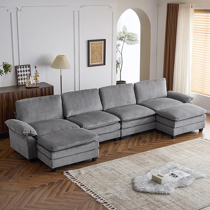 Sectional Sofa Modular Deep Seat Sofa Couch with Ottoman