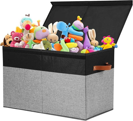 Large Toy Storage Box with Lid, Sturdy Toys Storage Chest Bin Organizer Basket