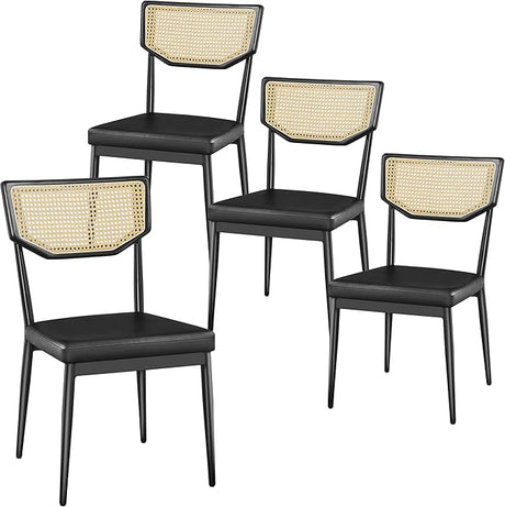 Dining Chairs，Rattan Dining Chairs Set of 6 Black Kitchen Dining Chairs