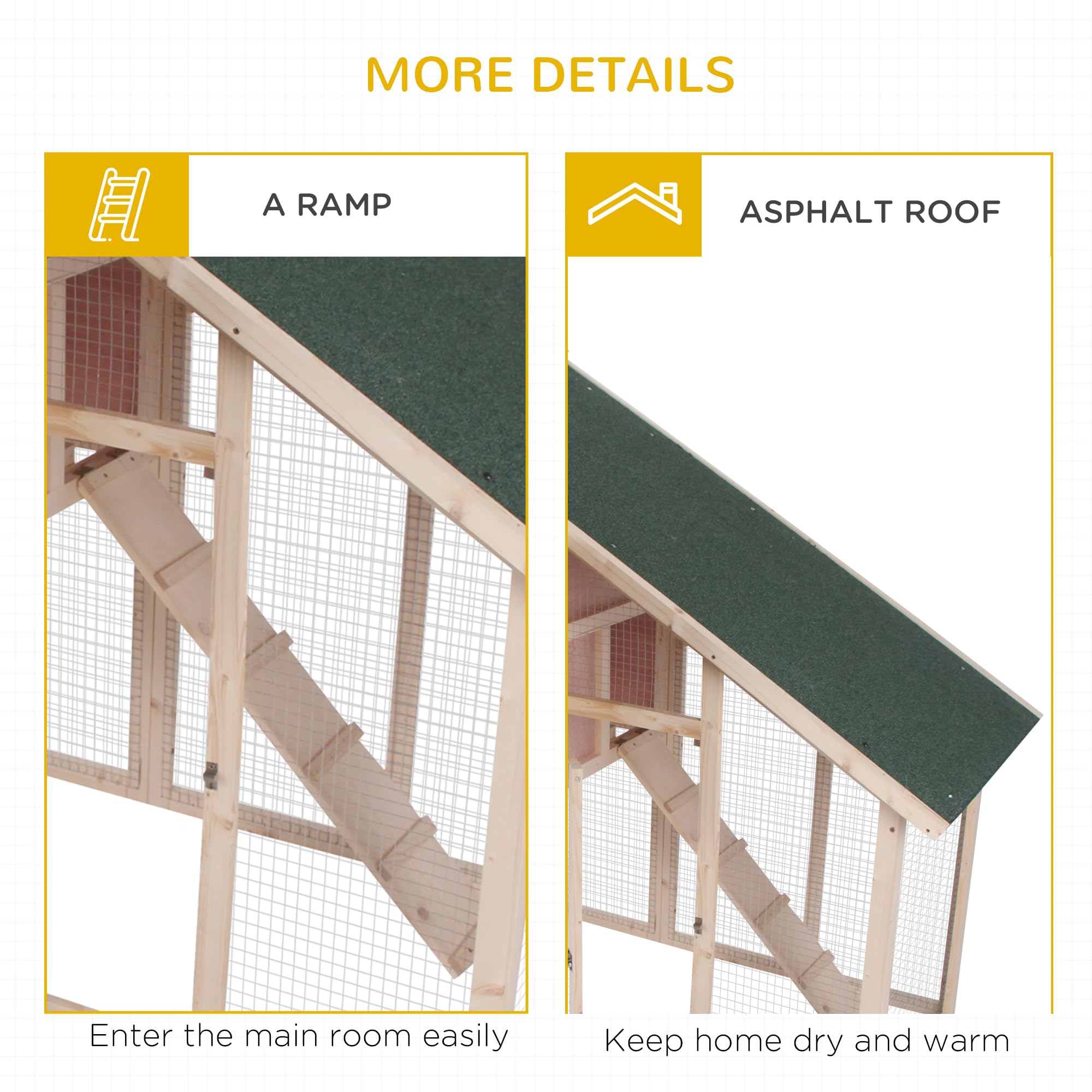 80" Chicken Coop, Wooden Outdoor Chicken Cage Hen House with Nesting Box