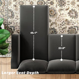 U Shaped Sectional Sofa Velvet Convertible Sofa with Reversible Chaises