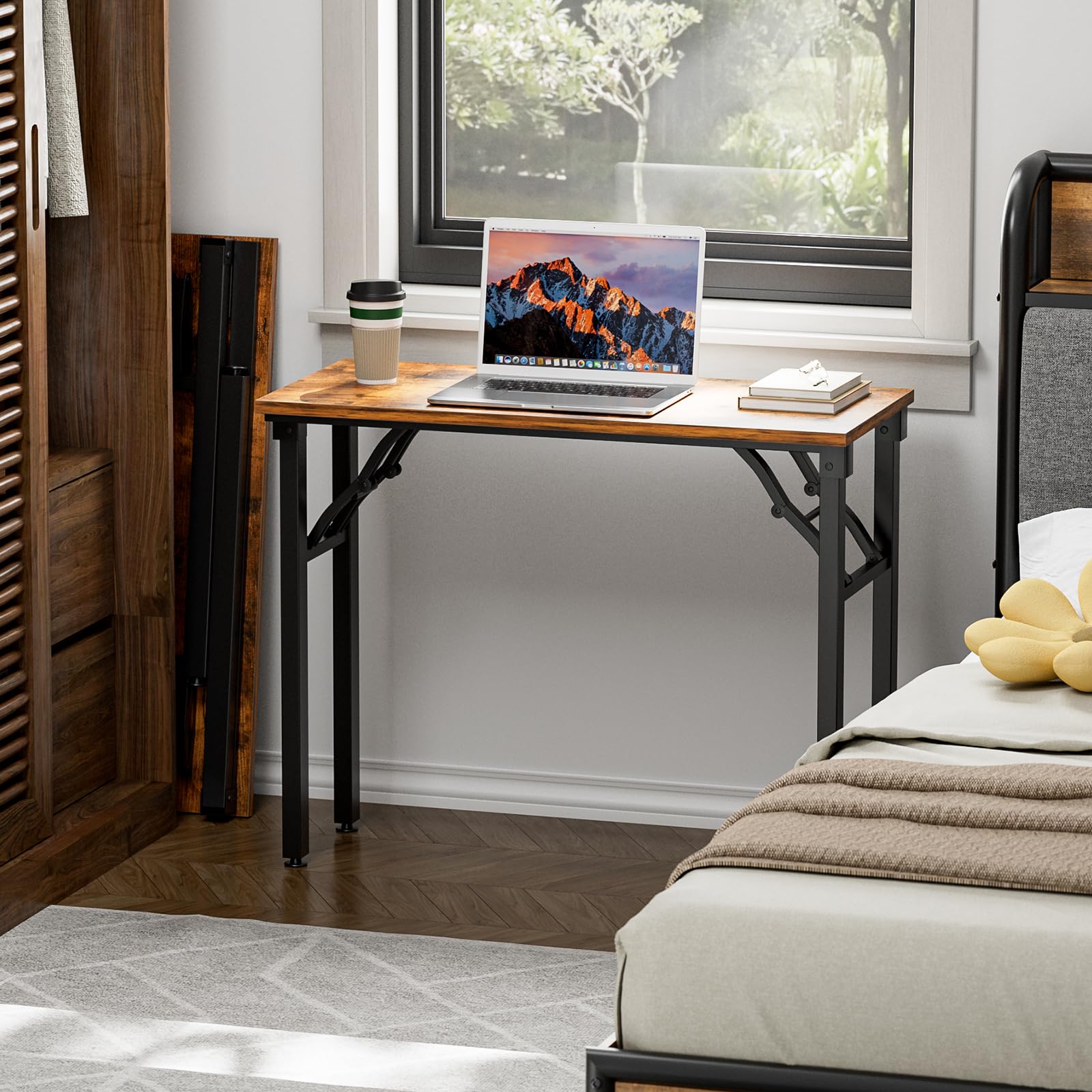 Small Computer Desk Folding Table - 35.8" Foldable Office Desk, No Assembly