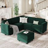 Sectional Couch with Storage Ottoman, Corduroy Modular Sectional Sofa