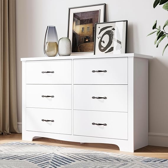 6 Drawers Dresser for Bedroom, Modern Wood Dresser Organizer