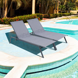 Set of 2 Sunbathing Chair with Lay Flat Position, 6 Adjustable Positions, Outdoor Reclining