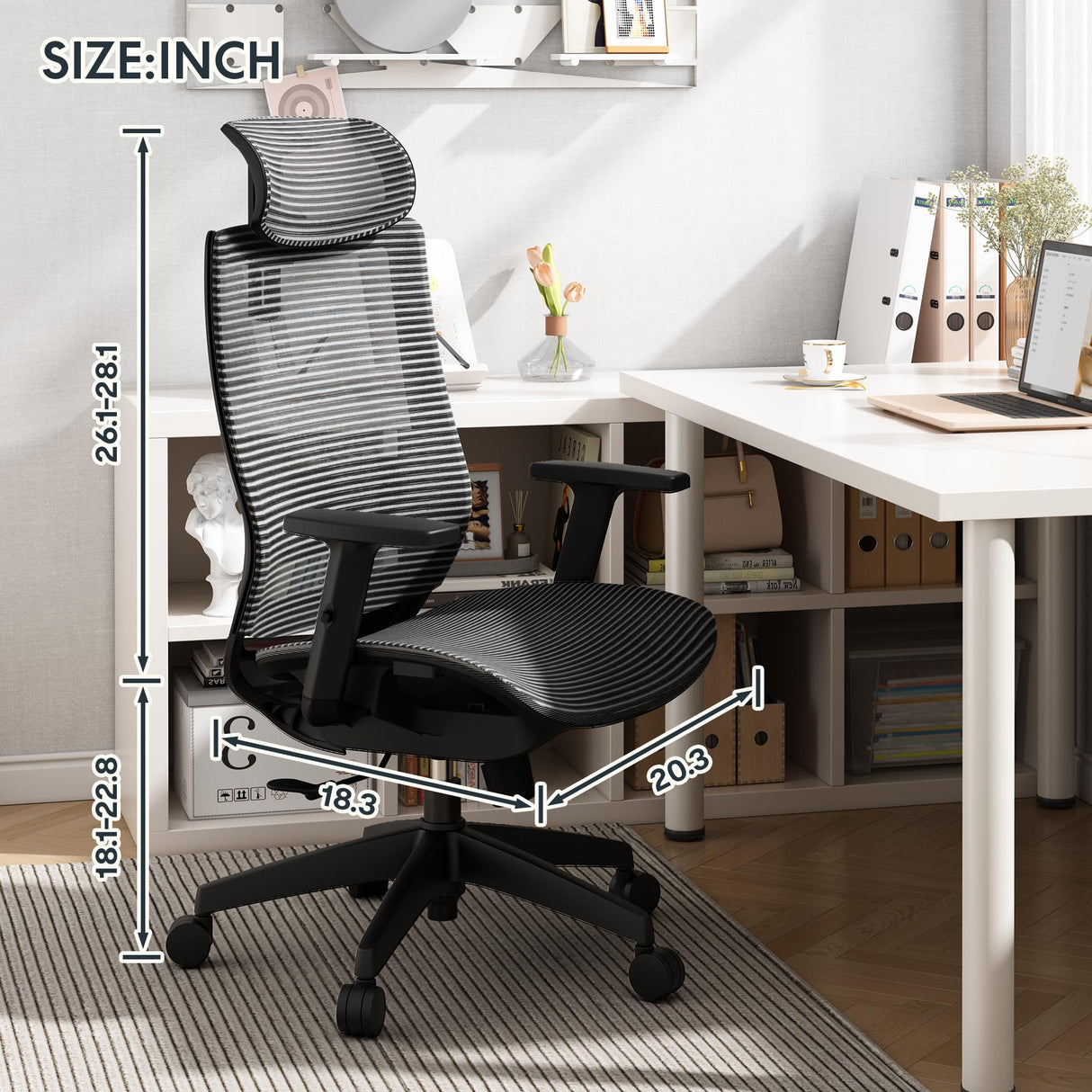 400LBS Heavy Duty Mesh Ergonomic Office Chair Height Adjustable Swivel Computer