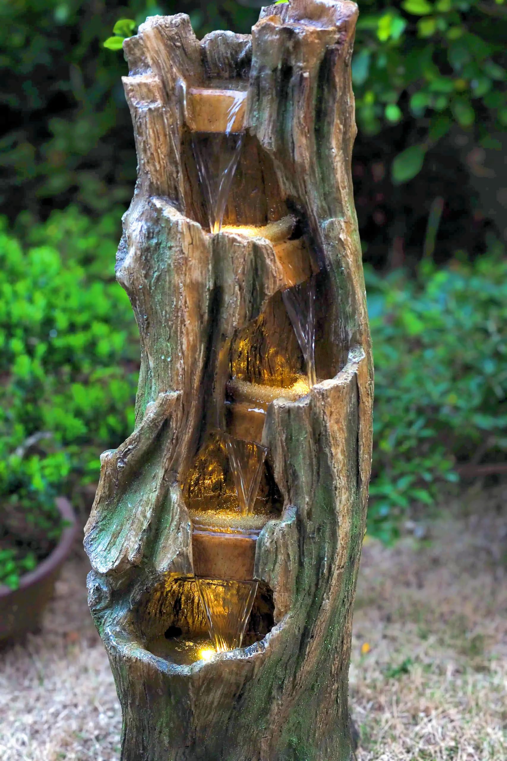 Waterfall Fountain for Outdoor Gardens and Patio Backyards – Includes Energy-Efficient LED