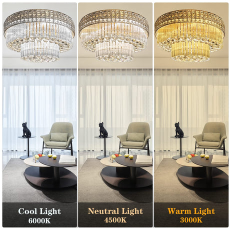 23.6inch Modern K9 Crystal Chandelier Luxury Ceiling Lamp Flush Mount