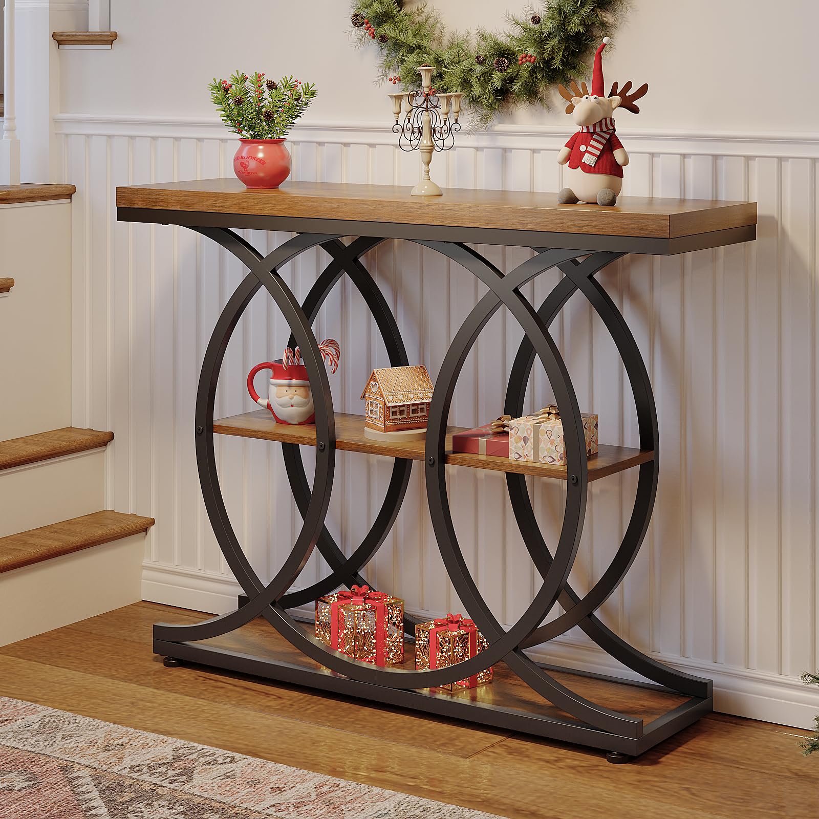 Narrow Console Table for Entryway - 3-Tier Industrial Sofa Table