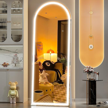 83" X 36" Full Length Mirror with Lights, Black Frame Arch Led Mirror Full Length and 3