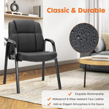 Leather Guest Chair Set of 2 with Padded Arms, Comfy Waiting Room Chairs