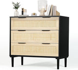 Rattan Dresser for Bedroom with Shelves, Modern 6 Drawer Double Dresser